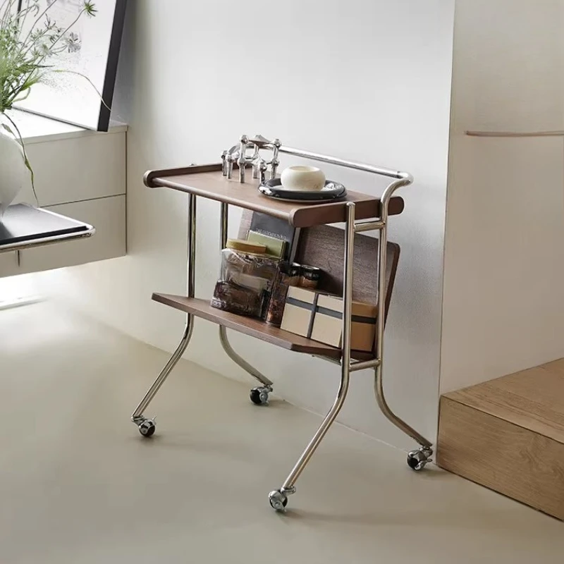 Medieval wabi-sabi trolley, living room small apartment movable coffee table, sofa side table, stainless steel walnut rack
Medieval wabi-sabi trolley, living room small apartment movable coffee table, sofa side table, stainless steel walnut rack
