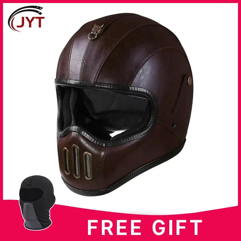 Superior Quality Coffee Leather Pig Nose Full Face Crusier Helmet with Anti-Scratch and UV Visor for Various Weather Commuting
Superior Quality Coffee Leather Pig Nose Full Face Crusier Helmet with Anti-Scratch and UV Visor for Various Weather Commuting