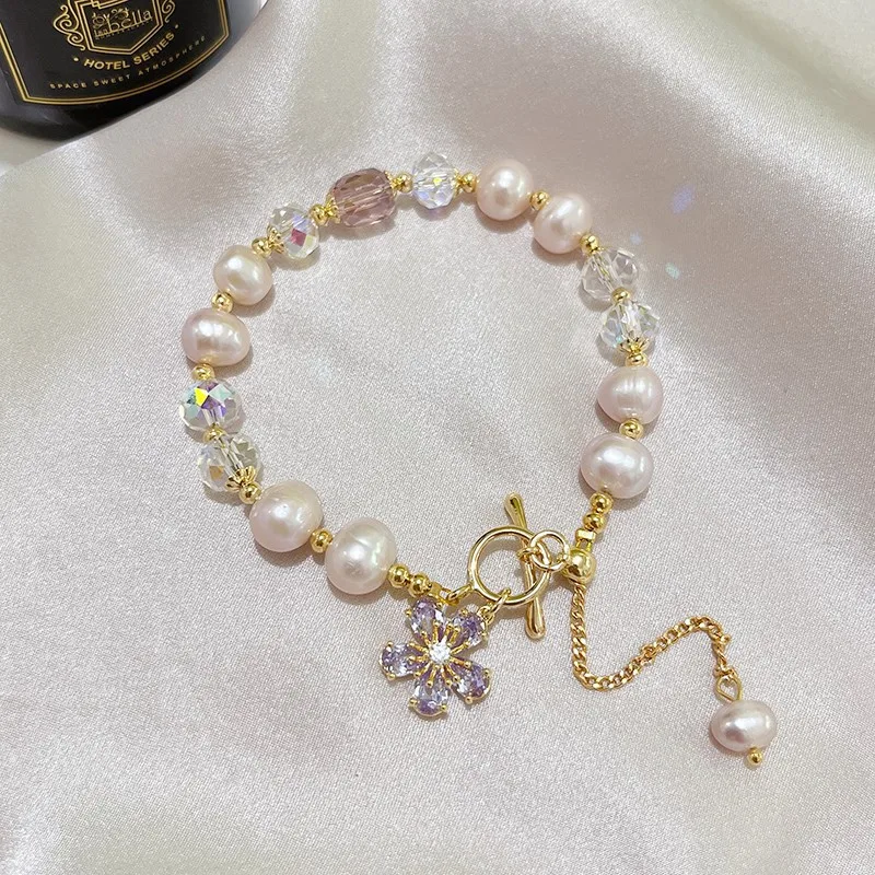 Luxury Purple Cubic Zircon Flower Pendant Irregular Natural Freshwater Pearls Crystal Beaded Strand Women Bracelet Party Jewelry
Luxury Purple Cubic Zircon Flower Pendant Irregular Natural Freshwater Pearls Crystal Beaded Strand Women Bracelet Party Jewelry