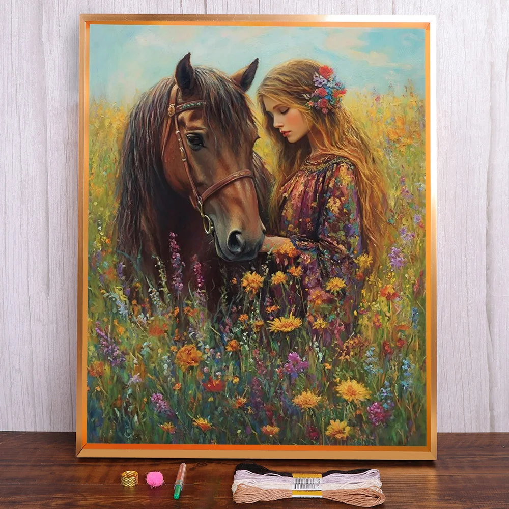 Flower Girl Horse Printed Cross Stitch DIY Embroidery Kit DMC Threads Handiwork Knitting Craft Handicraft Different Gift Package
Flower Girl Horse Printed Cross Stitch DIY Embroidery Kit DMC Threads Handiwork Knitting Craft Handicraft Different Gift Package