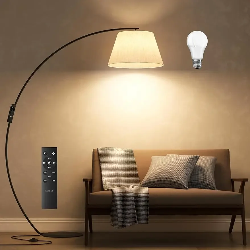 Arc Floor Lamp, Dimmable E26 Base Bulb and Adjustable Lampshade, LED Hanging Lamp with Remote and Foot Switch
Arc Floor Lamp, Dimmable E26 Base Bulb and Adjustable Lampshade, LED Hanging Lamp with Remote and Foot Switch