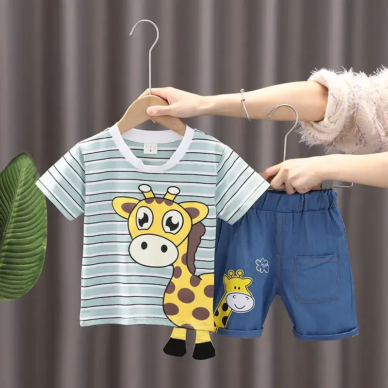Summer Children Cotton Clothes Baby Boys Printed Cartoon O-Neck Strips Giraffe T Shirt Shorts 2Pcs/Sets Kids Fashion Toddler
Summer Children Cotton Clothes Baby Boys Printed Cartoon O-Neck Strips Giraffe T Shirt Shorts 2Pcs/Sets Kids Fashion Toddler