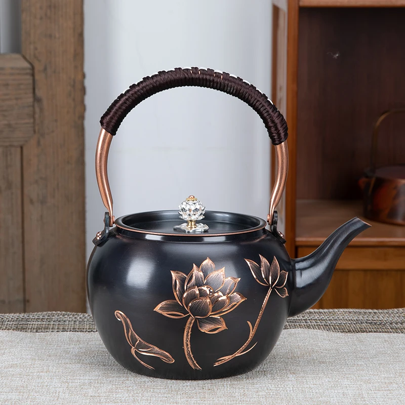 Zhushantang Bronze Pot, Handcarved Retro Boiling Pot, Purple Copper Pot, Old Retro Pure Black Household Tea Pot and Tea Set
Zhushantang Bronze Pot, Handcarved Retro Boiling Pot, Purple Copper Pot, Old Retro Pure Black Household Tea Pot and Tea Set