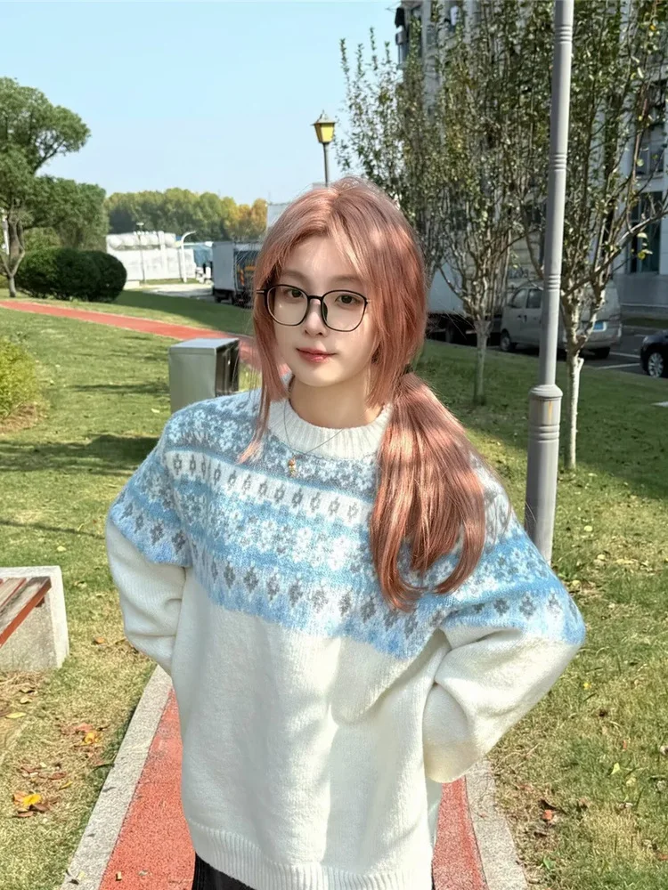 Korean Lazy Sle High-End Fair Isle Knitted Sweater Women's Autumn Winter New Inner Wear Outer Wear Soft Loose Fit Long Sve
Korean Lazy Sle High-End Fair Isle Knitted Sweater Women's Autumn Winter New Inner Wear Outer Wear Soft Loose Fit Long Sve