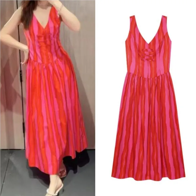 Women's Striped Dress 2026 New Summer V-neck Sleeveless Wide Straps Backless Dresses Fashion Rope Knot Female Party Dresses
Women's Striped Dress 2026 New Summer V-neck Sleeveless Wide Straps Backless Dresses Fashion Rope Knot Female Party Dresses