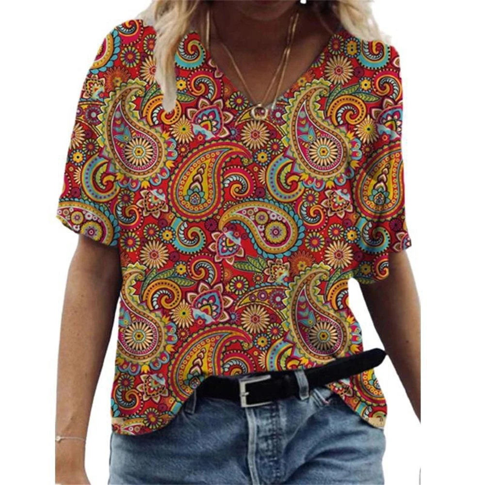 Summer Vintage T Shirt Women Fashion T-Shirt V-Neck Tops Tees Y2k Clothes Ladies Tees Shirt Female Camisetas Ethnic
Summer Vintage T Shirt Women Fashion T-Shirt V-Neck Tops Tees Y2k Clothes Ladies Tees Shirt Female Camisetas Ethnic