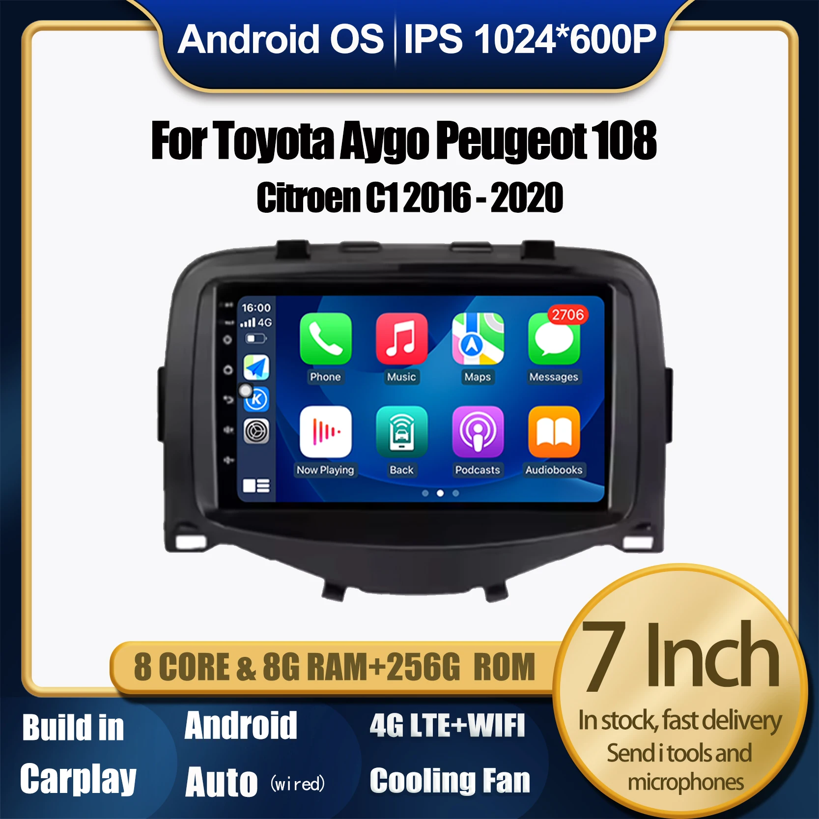 Car Radio Multimedia Player 7 inch For Toyota Aygo Peugeot 108 Citroen C1 2016 - 2020 Autoradio Carplay 4G+WIFI BT DSP Stereo
Car Radio Multimedia Player 7 inch For Toyota Aygo Peugeot 108 Citroen C1 2016 - 2020 Autoradio Carplay 4G+WIFI BT DSP Stereo