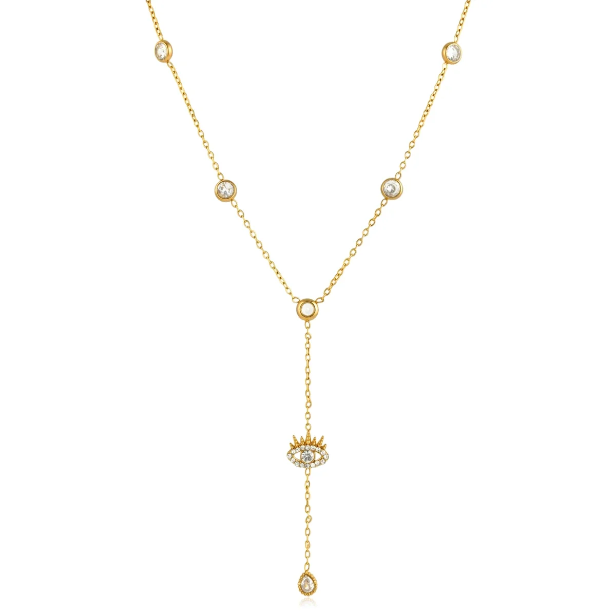 Evil Eye Water Drop Pendant Necklace For Women Y Shape Chain 18K Gold Plated Stainless Steel Necklace Fashion Jewelry
Evil Eye Water Drop Pendant Necklace For Women Y Shape Chain 18K Gold Plated Stainless Steel Necklace Fashion Jewelry