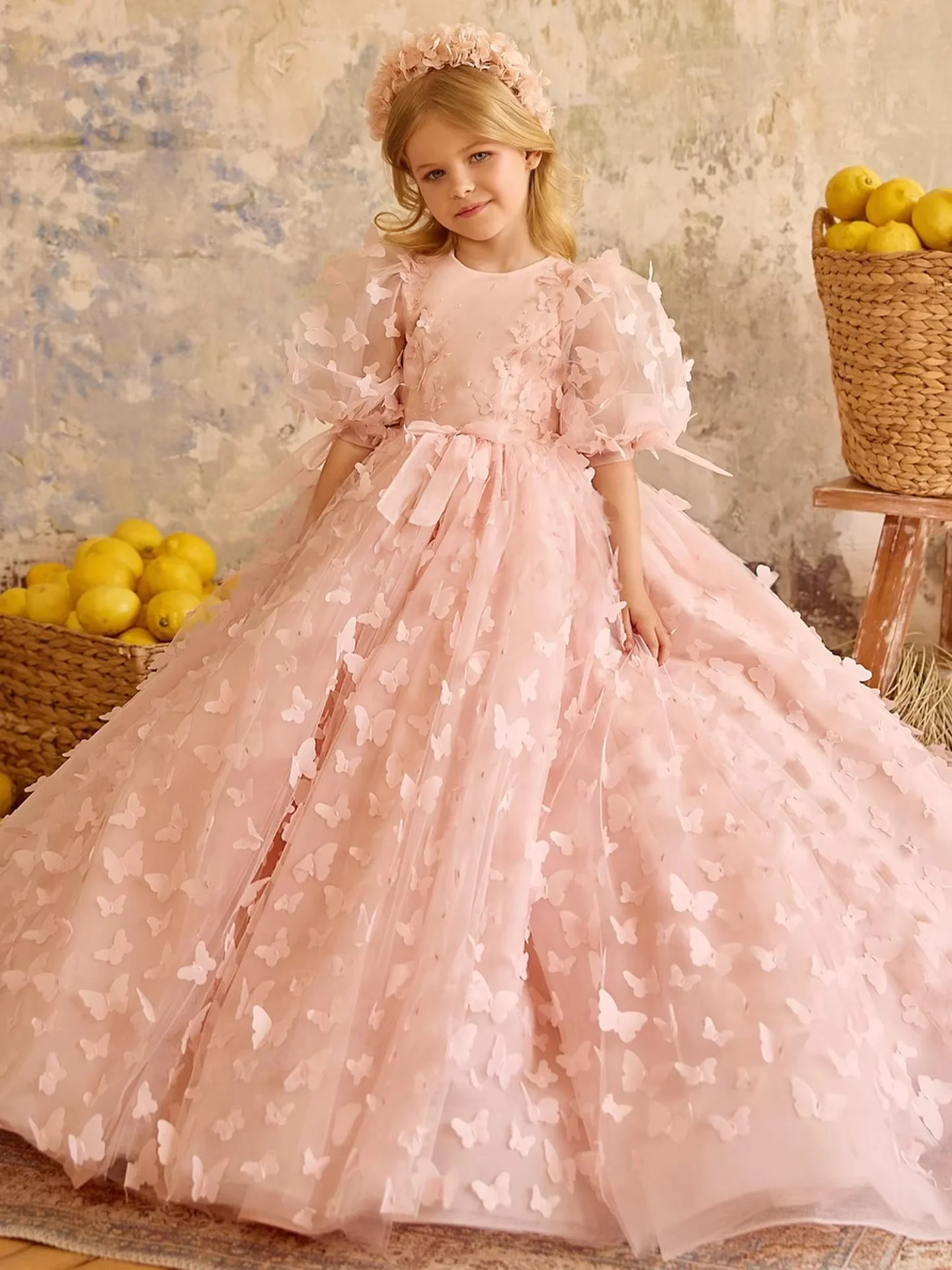 Flower Girl Dress for Wedding, Floor-Length with Butterfly Appliqués, Photo Shoot & First Communion Gown for Girls
Flower Girl Dress for Wedding, Floor-Length with Butterfly Appliqués, Photo Shoot & First Communion Gown for Girls