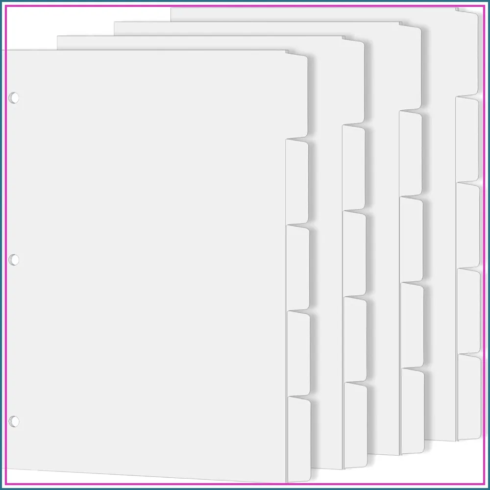Binder Dividers for 3 Ring Binder, 1/5 Cut Tabs, Letter Size, 20 Pack, Blank Write On Tabs
Binder Dividers for 3 Ring Binder, 1/5 Cut Tabs, Letter Size, 20 Pack, Blank Write On Tabs