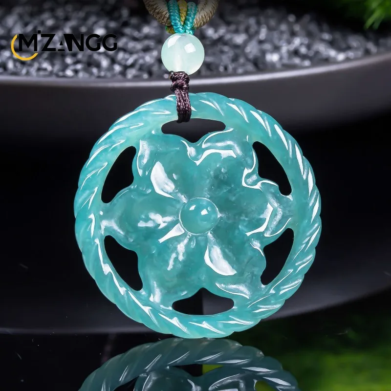 Natural Jadeite Blue Water Flower Pendant Hollow Carving Fashionable Versatile Ice-Texture Jade Necklace Women Perfect Gifts
Natural Jadeite Blue Water Flower Pendant Hollow Carving Fashionable Versatile Ice-Texture Jade Necklace Women Perfect Gifts