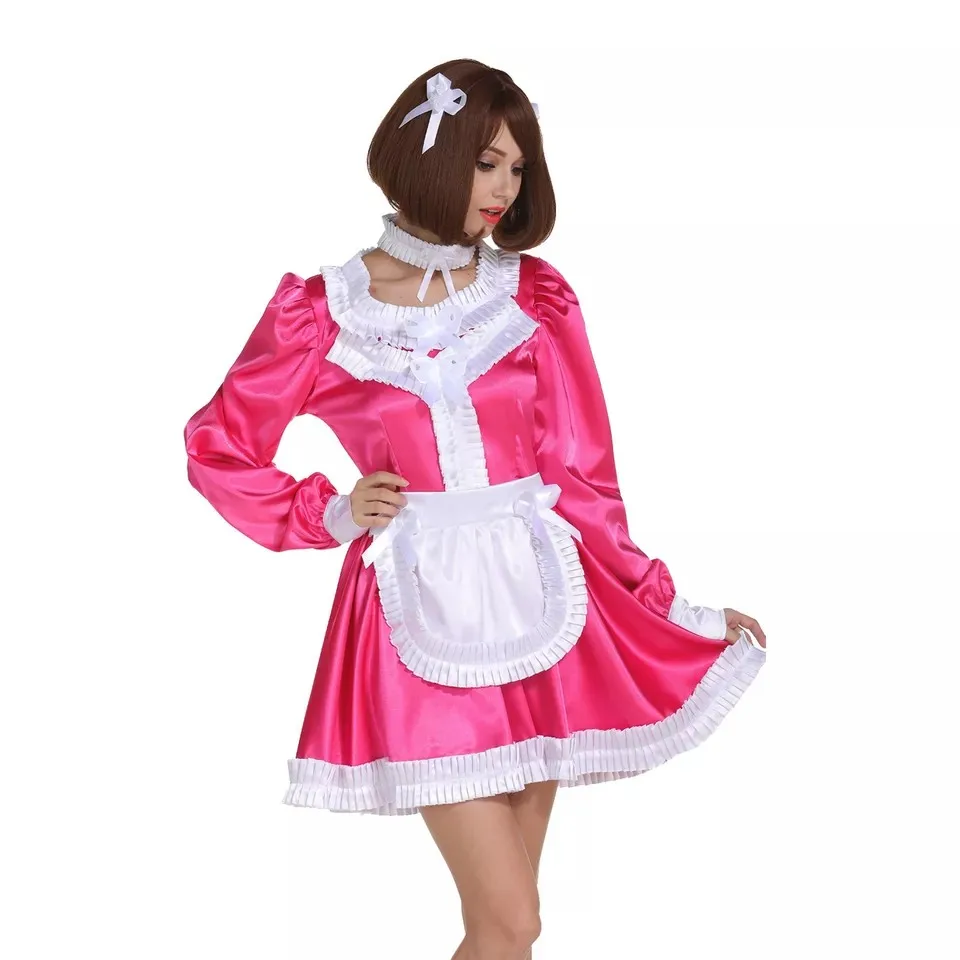 Sissy red satin maid dress long sleeved white apron cosplay Halloween costume party customized
Sissy red satin maid dress long sleeved white apron cosplay Halloween costume party customized
