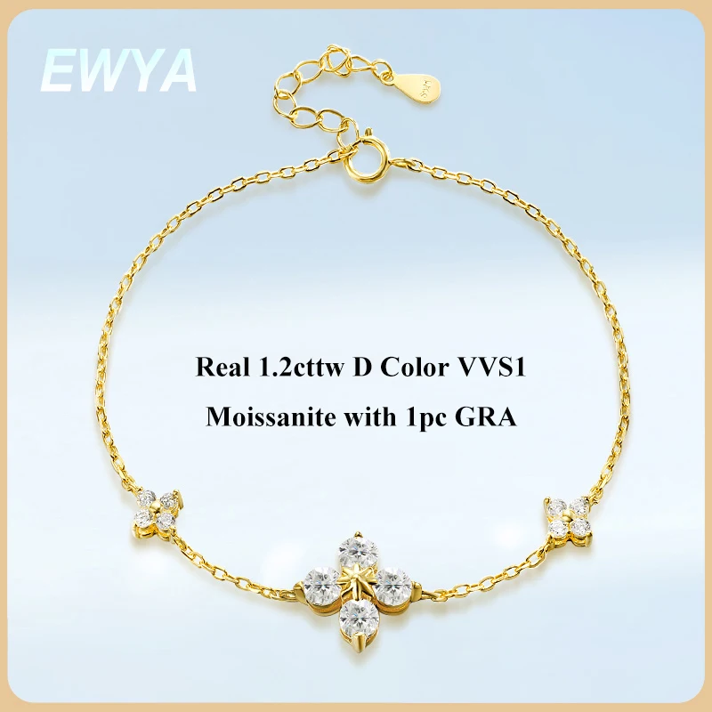 EWYA Lucky Clover GRA сертифицированный 1,2 карата D цвет муассанит браслет с бриллиантами для женщин 925 посеребренные браслеты с ручными звеньями 18 карат
EWYA Lucky Clover GRA сертифицированный 1,2 карата D цвет муассанит браслет с бриллиантами для женщин 925 посеребренные браслеты с ручными звеньями 18 карат