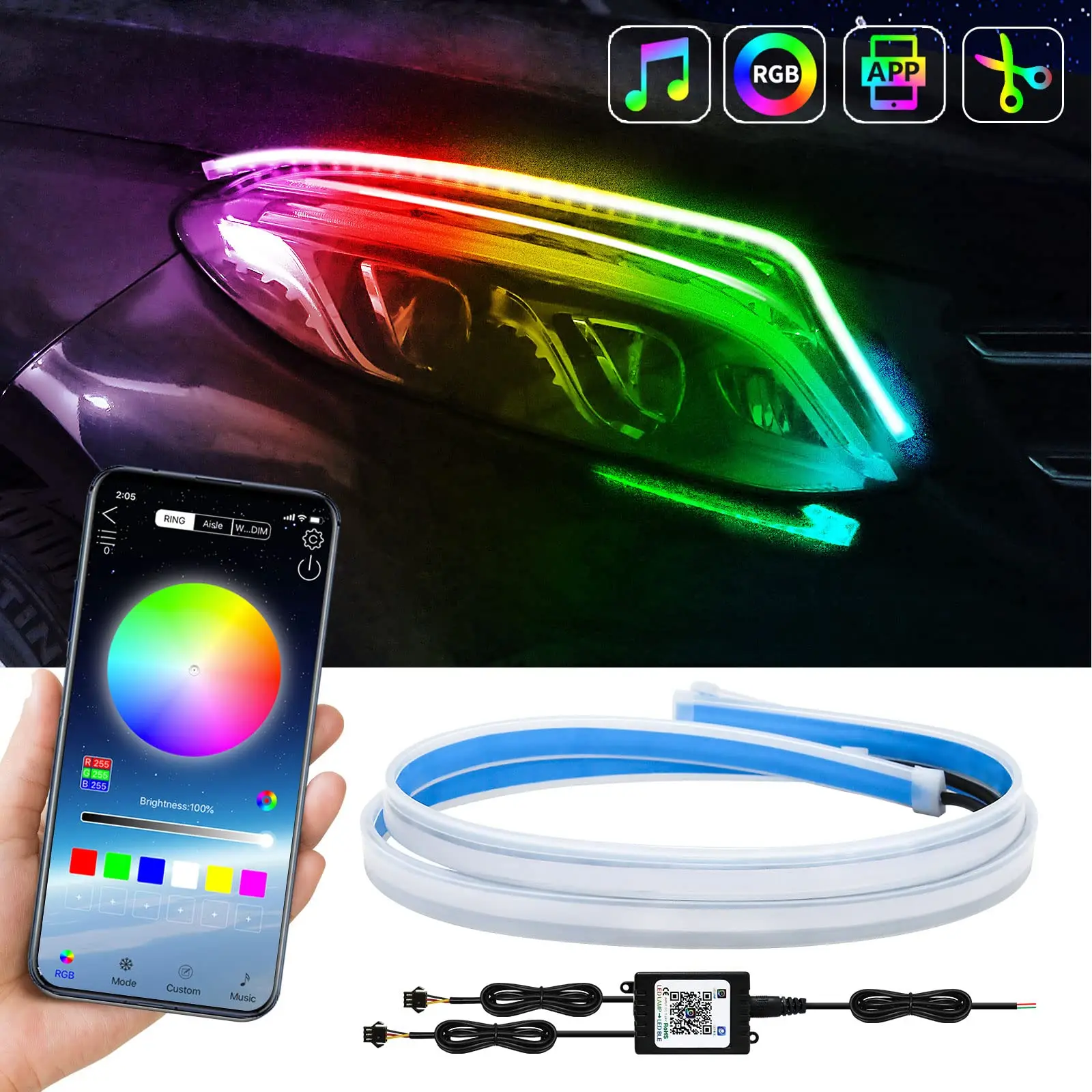 2 шт. автомобиля светодиодный DRL лампы ленты течет Габаритные огни RGB приложение пультом дистанционного управления 12V гибкие Водонепроницаемый огней сигнала поворота
2 шт. автомобиля светодиодный DRL лампы ленты течет Габаритные огни RGB приложение пультом дистанционного управления 12V гибкие Водонепроницаемый огней сигнала поворота