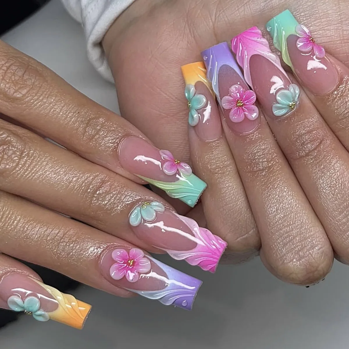 24 pieces long water pipe wearing nail color gradual change French 3D glue water ripple flower steel ball decoration fake nails
24 pieces long water pipe wearing nail color gradual change French 3D glue water ripple flower steel ball decoration fake nails