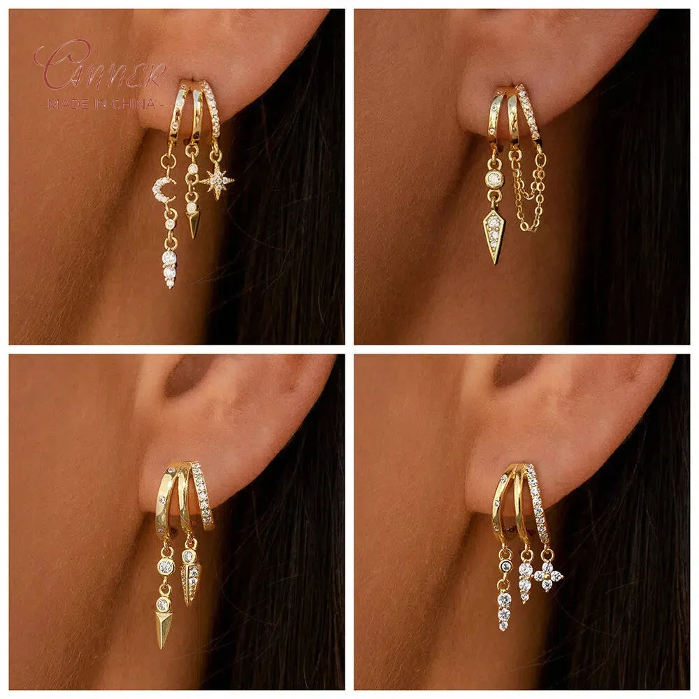 CANNER 1PC S925 Sterling Silver Star Moon Diamond-Encrusted C-Shaped Tassel Ear Rings And Stud Earrings For Women
CANNER 1PC S925 Sterling Silver Star Moon Diamond-Encrusted C-Shaped Tassel Ear Rings And Stud Earrings For Women