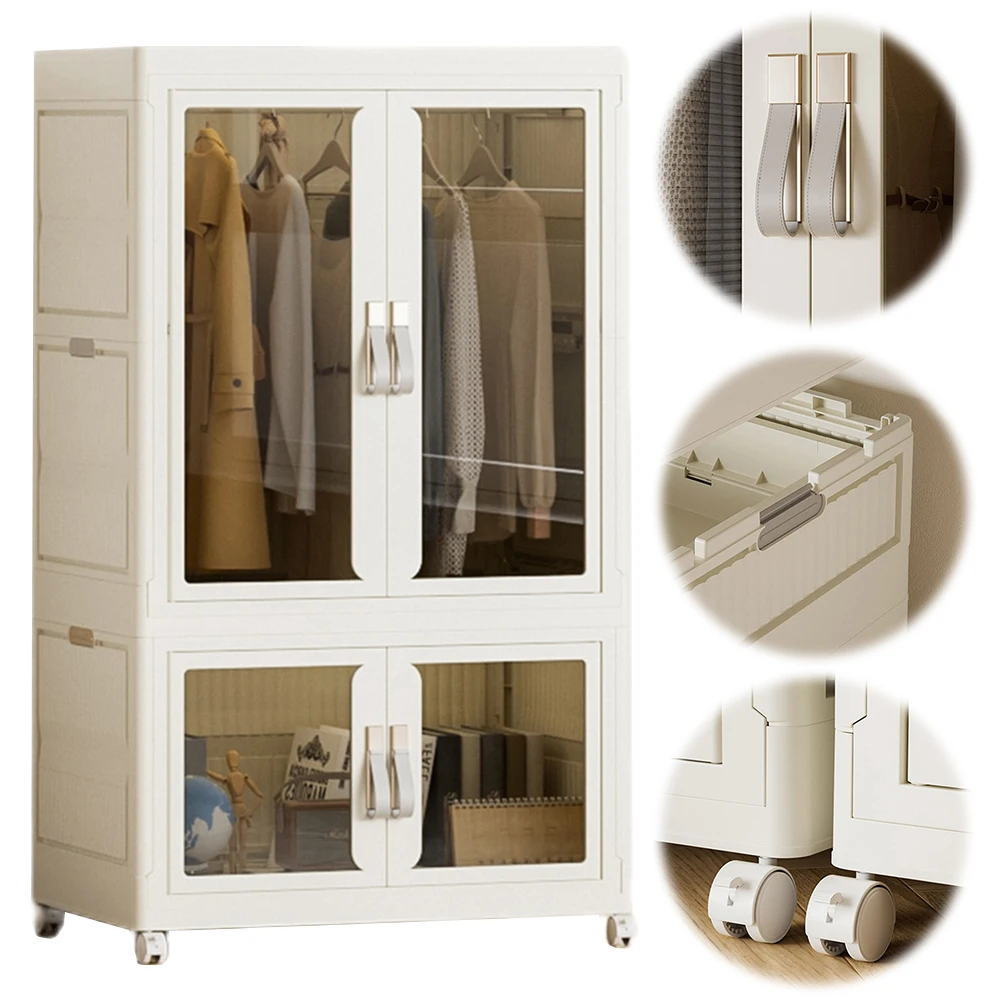 Portable Closet Storage Organizer with Hanging Rod Multi-Function Storage Shelf Large Capacity with Clear Door for Clothes
Portable Closet Storage Organizer with Hanging Rod Multi-Function Storage Shelf Large Capacity with Clear Door for Clothes