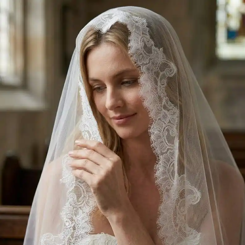 Handmade Mantilla Wedding Veil Cathedral Bridal Headpiece Wedding Accessories Bridal Veil (with Comb)
Handmade Mantilla Wedding Veil Cathedral Bridal Headpiece Wedding Accessories Bridal Veil (with Comb)