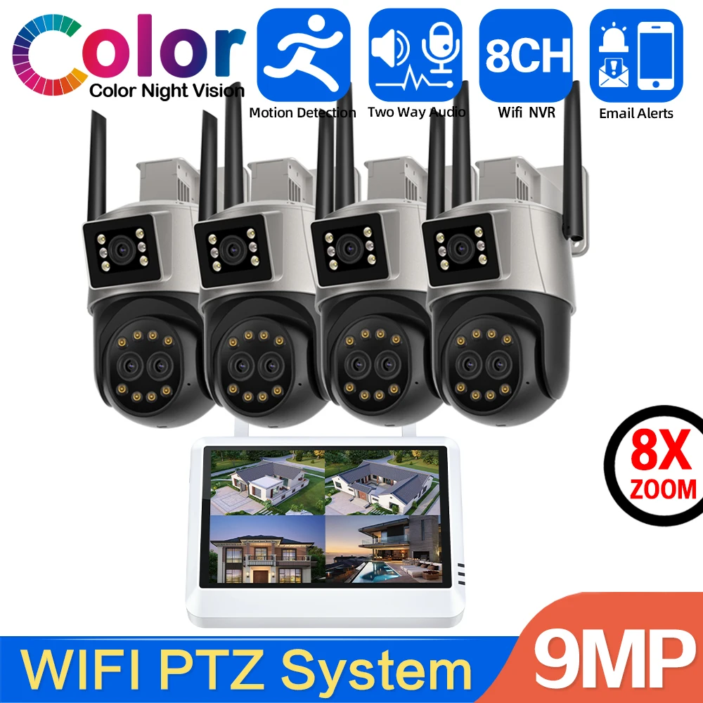 9MP Wireless Security Cameras Kit 8X Zoom Outdoor Waterproof Wifi IP Camera Surveillance CCTV System with 10.1" Monitor 8CH NVR
9MP Wireless Security Cameras Kit 8X Zoom Outdoor Waterproof Wifi IP Camera Surveillance CCTV System with 10.1" Monitor 8CH NVR