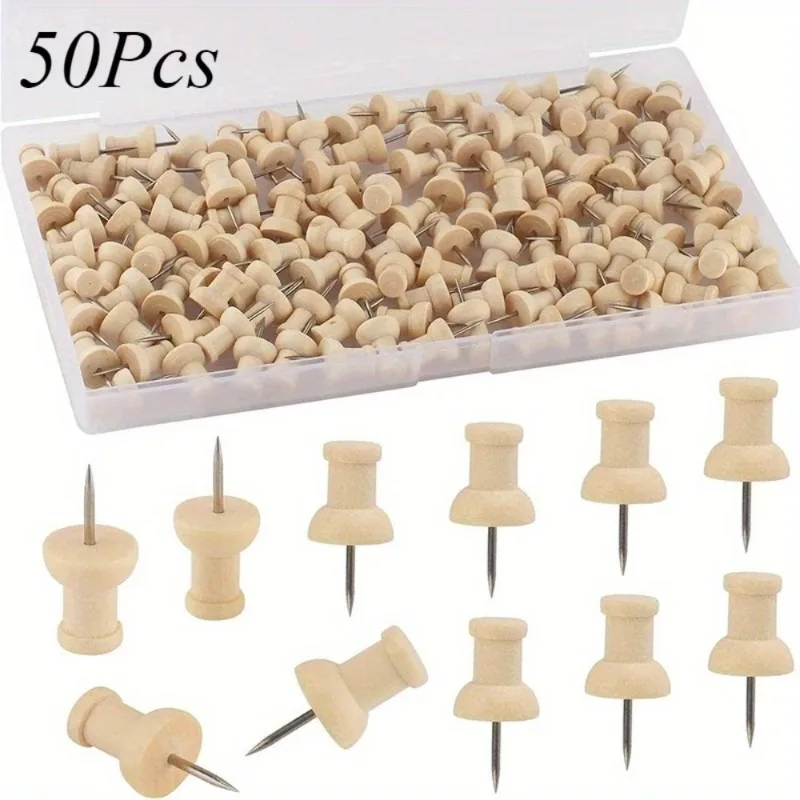 50Pcs Wooden Push Pins Cork Drawing Pins Wood Thumb Map Tacks for Cork Boards and Home Office Craft Projects
50Pcs Wooden Push Pins Cork Drawing Pins Wood Thumb Map Tacks for Cork Boards and Home Office Craft Projects