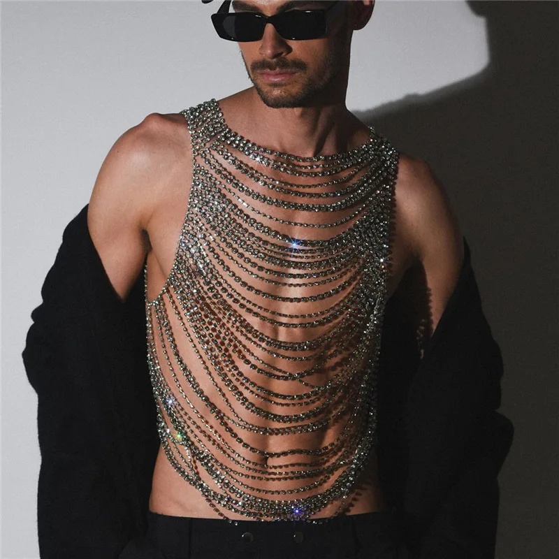 Fashion Bust Chain Accessories Multi-Layer Rhinestones Sexy Body Chain Bra, Queen Party Nightclub Clothing
Fashion Bust Chain Accessories Multi-Layer Rhinestones Sexy Body Chain Bra, Queen Party Nightclub Clothing