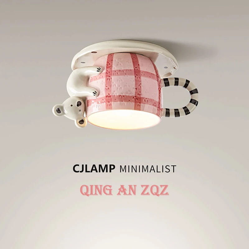 Pink Ceramic Koala Coffee Cup Ceiling Lamps Color Dopamine Corridor Aisle Lamp Warm Children's Room Entrance Door Ceiling Lights
Pink Ceramic Koala Coffee Cup Ceiling Lamps Color Dopamine Corridor Aisle Lamp Warm Children's Room Entrance Door Ceiling Lights
