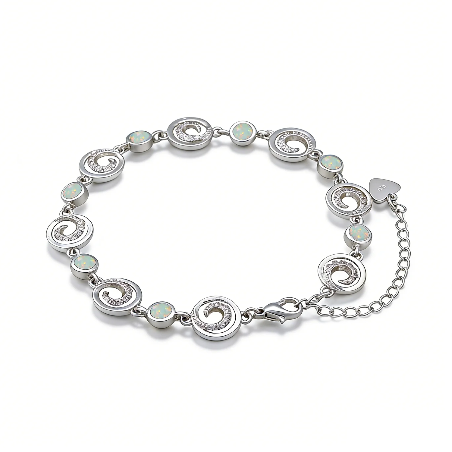 White Opal Spiral Link Bracelet for Women, Dainty Circle Swirl Charm Bracelet, Minimalist Ocean Inspired Jewelry Gift for Her
White Opal Spiral Link Bracelet for Women, Dainty Circle Swirl Charm Bracelet, Minimalist Ocean Inspired Jewelry Gift for Her