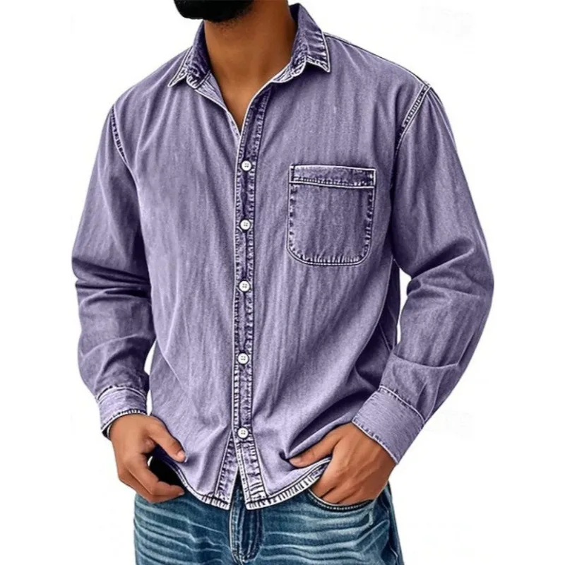 Men Retro Washed Denim Shirt Casual Workwear Long Sleeve Button Down Top With Pocket
Men Retro Washed Denim Shirt Casual Workwear Long Sleeve Button Down Top With Pocket