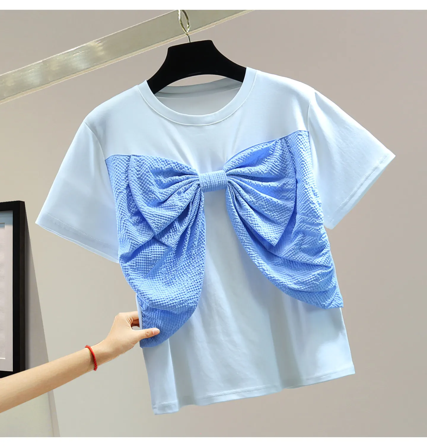 Color Block Crew Neck Fit Stretch T-shirt - 2026 Summer Loose Fit Slimming Heavy-duty Bow Short Sleeve Top - Women Trendy
Color Block Crew Neck Fit Stretch T-shirt - 2026 Summer Loose Fit Slimming Heavy-duty Bow Short Sleeve Top - Women Trendy