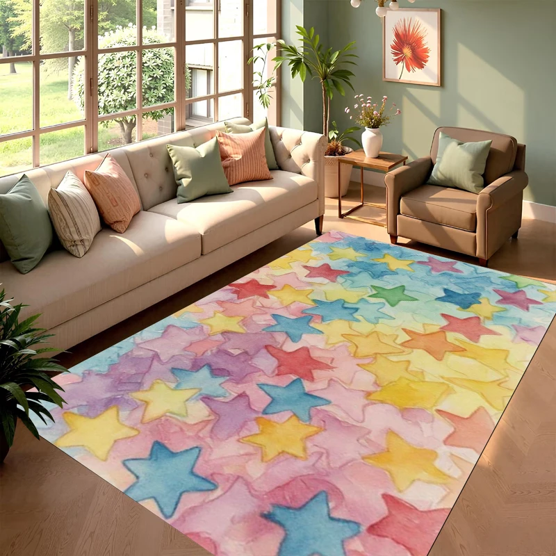 Ковер с радужными звездами, нескользящий коврик для гостиной, спальни, детской комнаты, разноцветный мягкий напольный коврик со звездами, домашние ковры и коврики
Ковер с радужными звездами, нескользящий коврик для гостиной, спальни, детской комнаты, разноцветный мягкий напольный коврик со звездами, домашние ковры и коврики