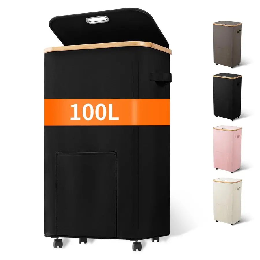 Basket with Wheels, Tall Dirty Clothes Hamper on Wheels, Rolling Laundry Hamper with lid for Dorm, Bedroom and Bathroom Black, 1
Basket with Wheels, Tall Dirty Clothes Hamper on Wheels, Rolling Laundry Hamper with lid for Dorm, Bedroom and Bathroom Black, 1