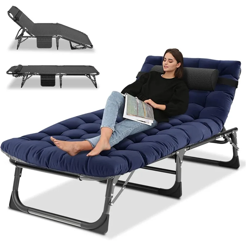 Portable Folding Camping Cot, Adjustable 4-Position Adults Reclining Chaise with Pillow, Outdoor Lounge Chair Sleeping Cots Bed
Portable Folding Camping Cot, Adjustable 4-Position Adults Reclining Chaise with Pillow, Outdoor Lounge Chair Sleeping Cots Bed