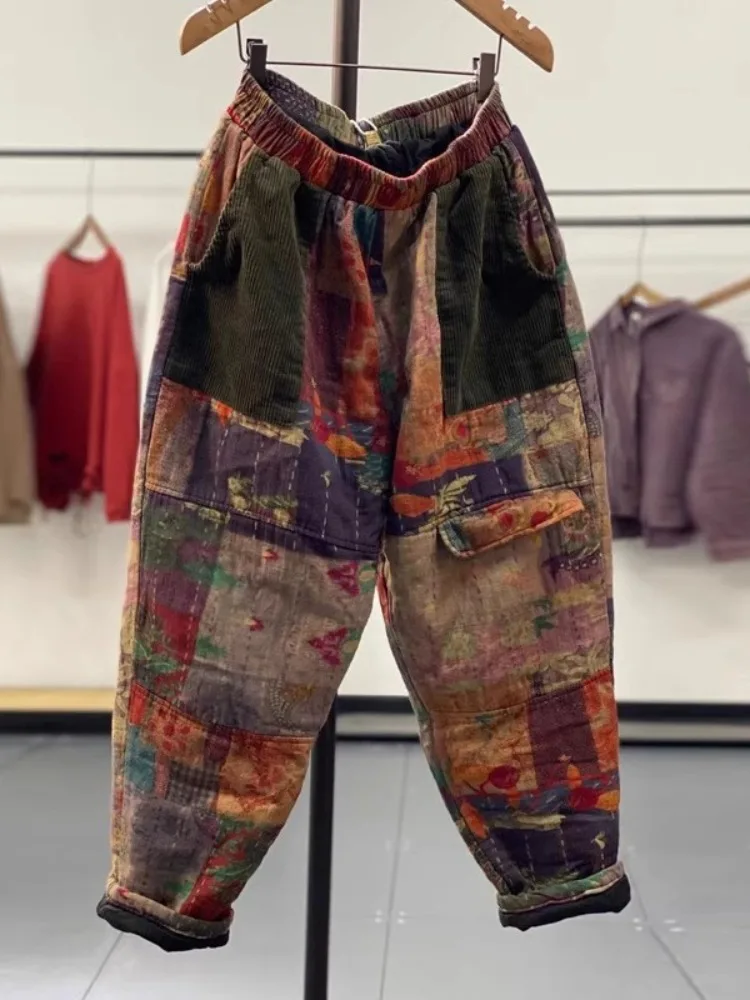Thickened Cotton Printed Harlan Pants Women's Winter Casual Trousers High Waist Lantern Pants Color Block Pocket Design
Thickened Cotton Printed Harlan Pants Women's Winter Casual Trousers High Waist Lantern Pants Color Block Pocket Design