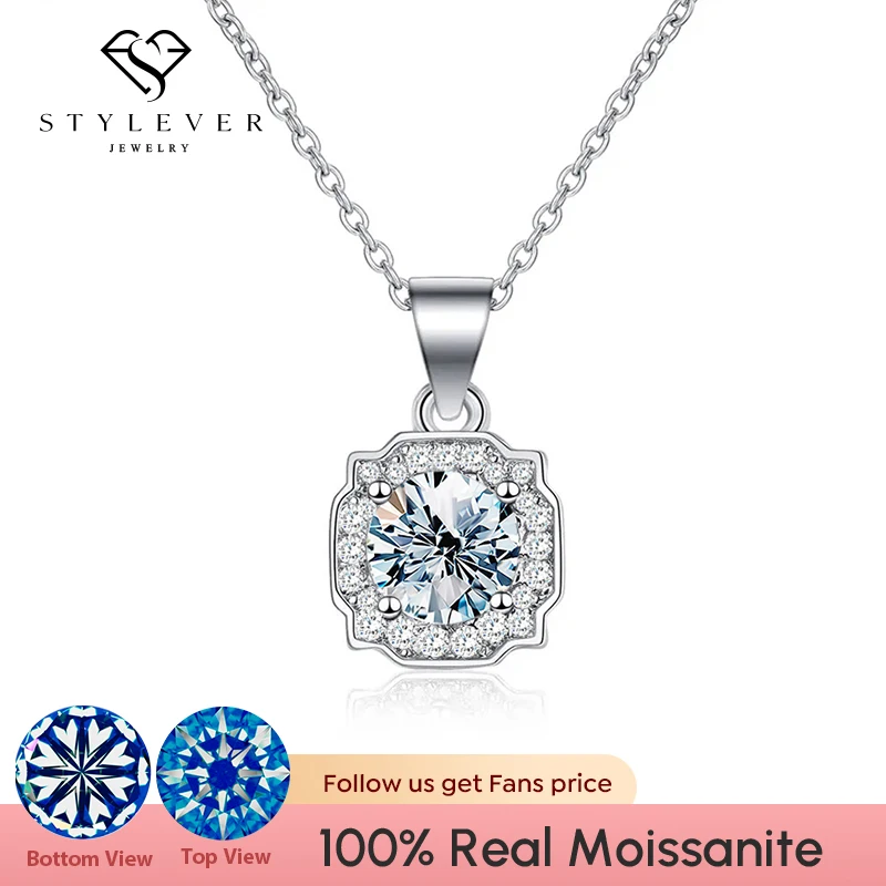Stylever Real 1ct Moissanite Diamond Gemstone Pendant for Women 925 Sterling Silver Chain Halo Necklace Wedding Luxury Jewelry
Stylever Real 1ct Moissanite Diamond Gemstone Pendant for Women 925 Sterling Silver Chain Halo Necklace Wedding Luxury Jewelry