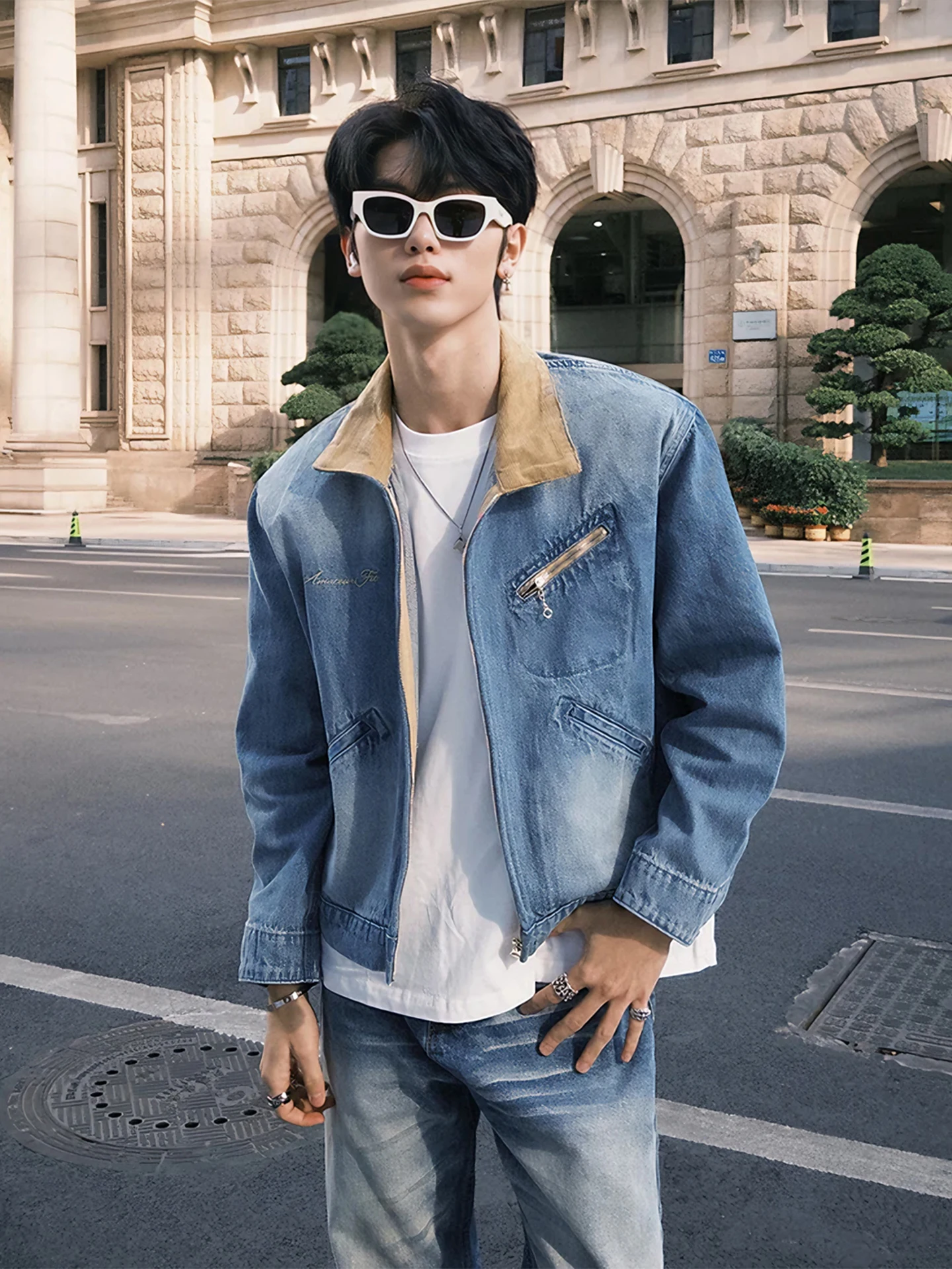 Waed Blue ort Men's Denim Jaet Barn Sle Flip Collar Baseball orm Loose Fit Long Sve Spring Season Faionable
Waed Blue ort Men's Denim Jaet Barn Sle Flip Collar Baseball orm Loose Fit Long Sve Spring Season Faionable