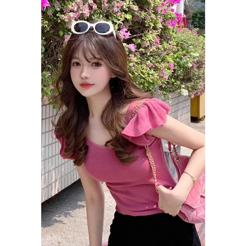 Women's V-Neck Knit T-Shirt Summer Slim Fit Ruffle Short Sleeve Top
Women's V-Neck Knit T-Shirt Summer Slim Fit Ruffle Short Sleeve Top