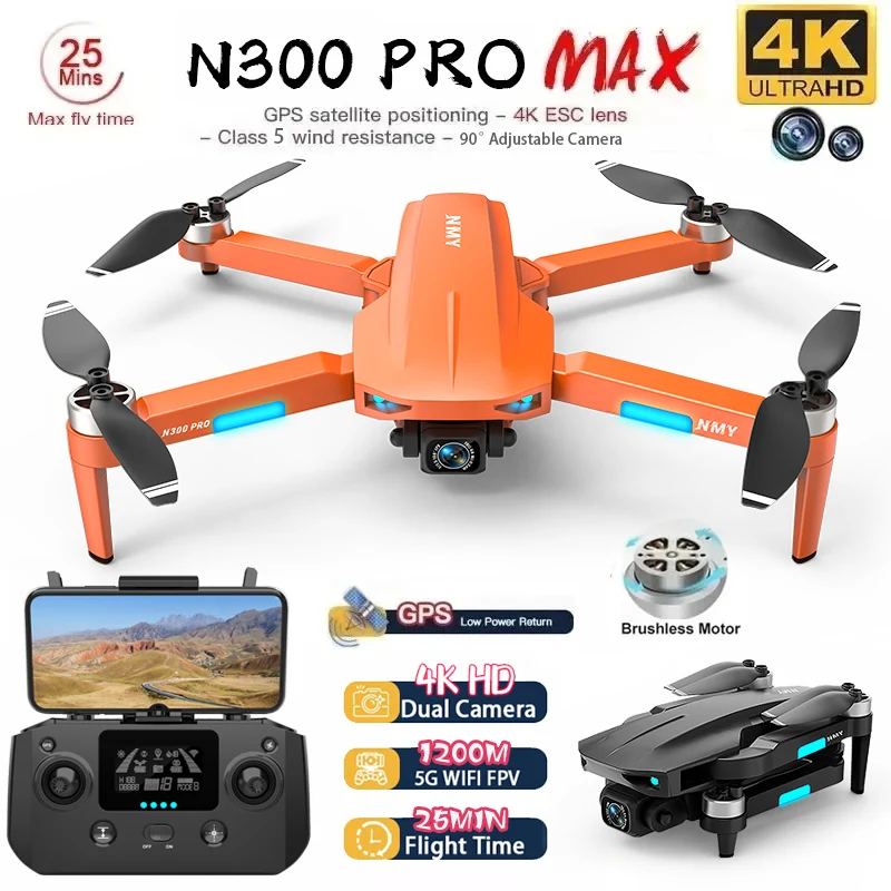 N300 PRO MAX GPS Drone Professional 4K Camera Aerial FPV Brush Avoiding Obstacle 5G WIFI Remote Control Folding Quadcopter Drone
N300 PRO MAX GPS Drone Professional 4K Camera Aerial FPV Brush Avoiding Obstacle 5G WIFI Remote Control Folding Quadcopter Drone