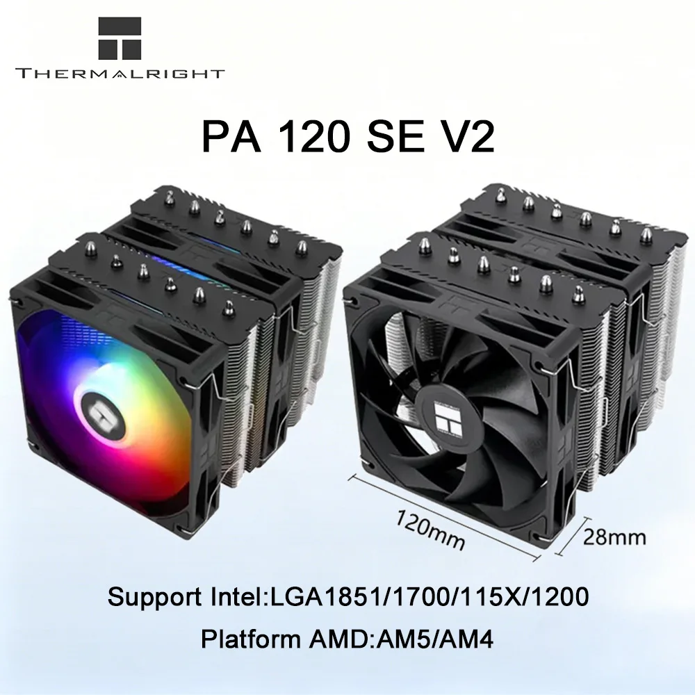 Thermalright Peerless Assassin 120 SE V2 Air Cooling Radiator with fan Compatible LGA1851/1700/AM5/AM4 CPU for Computer case
Thermalright Peerless Assassin 120 SE V2 Air Cooling Radiator with fan Compatible LGA1851/1700/AM5/AM4 CPU for Computer case