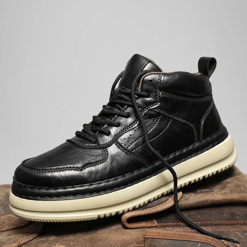 Кожаные кроссовки на платформе для скейтбординга, мужские массивные кеды для скейтбординга, высокие кроссовки на плоской подошве, спортивные повседневные туфли на толстой подошве
Кожаные кроссовки на платформе для скейтбординга, мужские массивные кеды для скейтбординга, высокие кроссовки на плоской подошве, спортивные повседневные туфли на толстой подошве