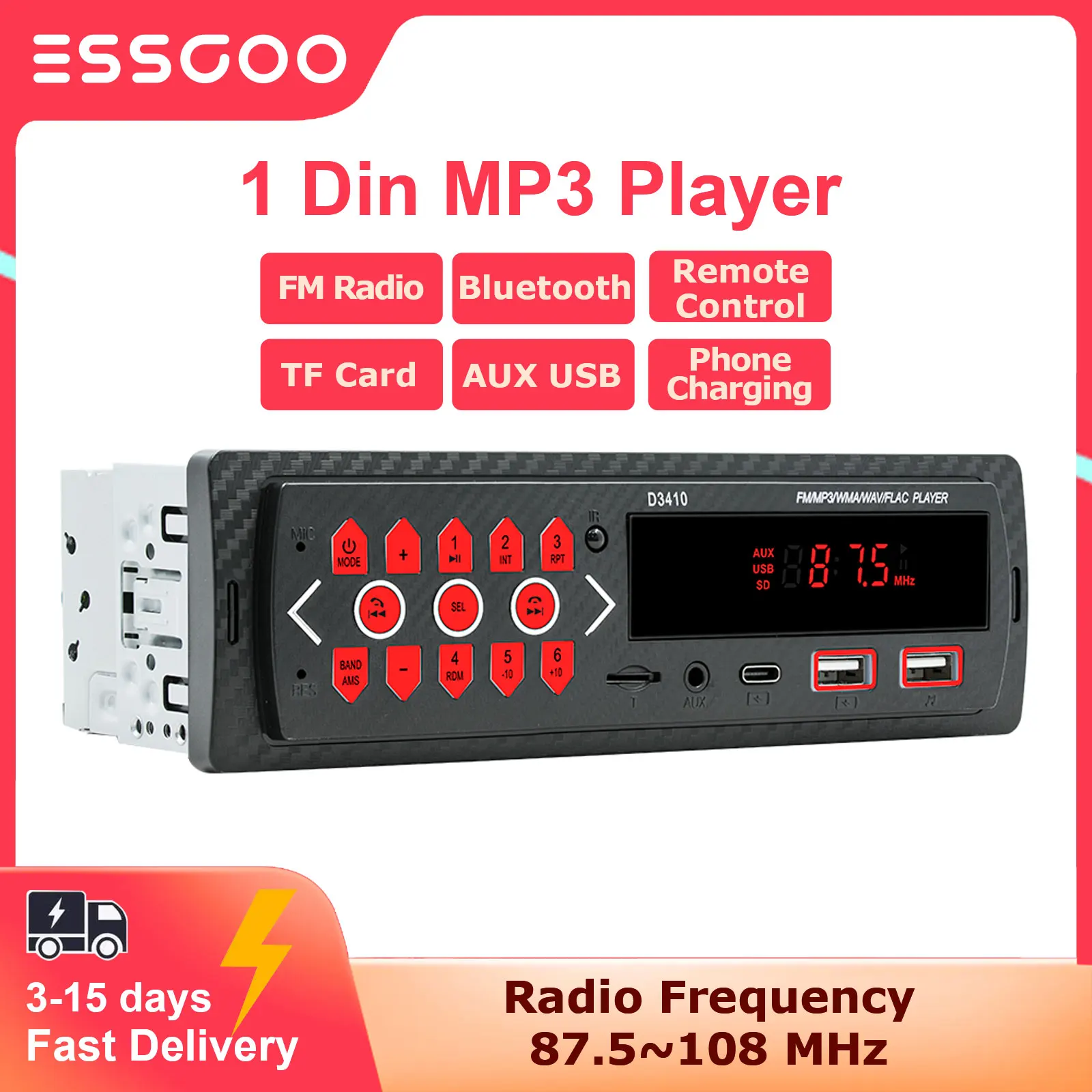 Автомагнитола ESSGOO, стерео-система 1 din с поддержкой Bluetooth, с защитой от проводки, с FM-радио, с разъемом USB/SD AUX
Автомагнитола ESSGOO, стерео-система 1 din с поддержкой Bluetooth, с защитой от проводки, с FM-радио, с разъемом USB/SD AUX