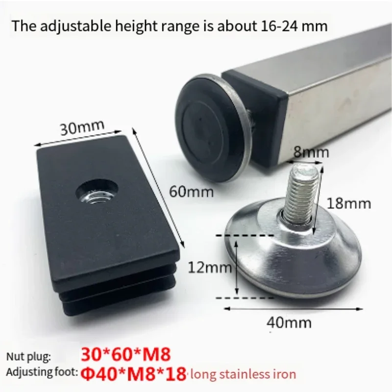 Of M8 * 20/40mm Adjustable Foot Pads With Nuts Pipe Plugs Black Square Furniture Shelves Height Adjustable Foot Cups 1~15 PCS 
Of M8 * 20/40mm Adjustable Foot Pads With Nuts Pipe Plugs Black Square Furniture Shelves Height Adjustable Foot Cups 1~15 PCS