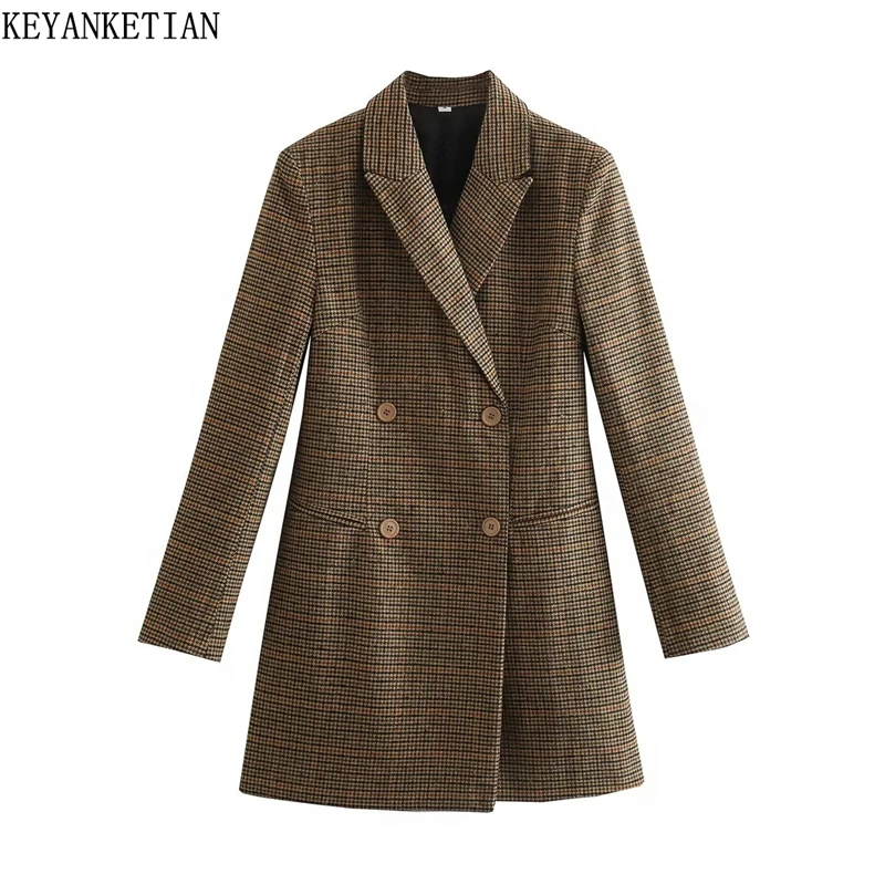 KEYANKETIAN 2024 Winter New Women's Mid-length Plaid Suit Retro style Double Breasted Flap Pockets Slim Woolen Outerwear Blazer
KEYANKETIAN 2024 Winter New Women's Mid-length Plaid Suit Retro style Double Breasted Flap Pockets Slim Woolen Outerwear Blazer