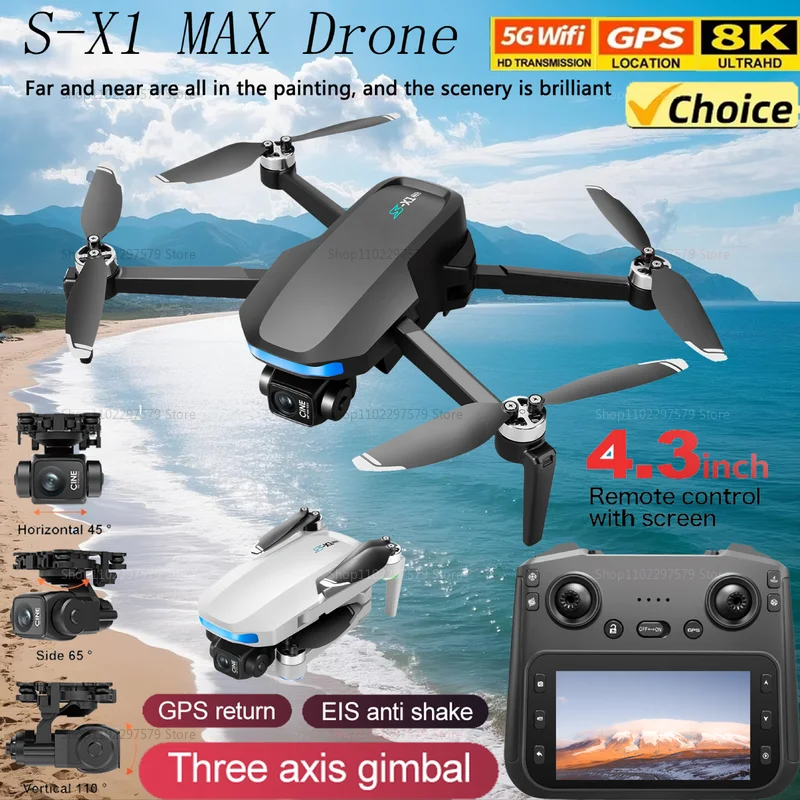 S-X1 Drone With 4.5 Inch Large Screen 3-Axis Gimbal 5G GPS HD EIS Camera Brushless Quadcopter Auto Follow Aerial Photography Toy
S-X1 Drone With 4.5 Inch Large Screen 3-Axis Gimbal 5G GPS HD EIS Camera Brushless Quadcopter Auto Follow Aerial Photography Toy