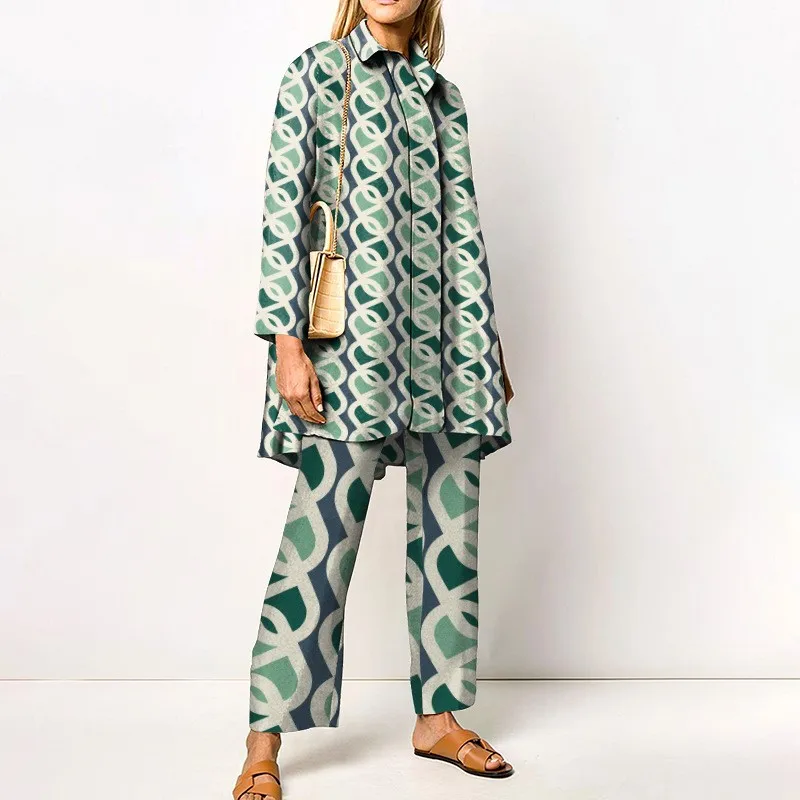 Vintage Printed Pant Sets Spring Autumn Women Long Shirts Wide Legs Trousers Two Piece Set Fashion Trendy Streetwear Lady Suits
Vintage Printed Pant Sets Spring Autumn Women Long Shirts Wide Legs Trousers Two Piece Set Fashion Trendy Streetwear Lady Suits