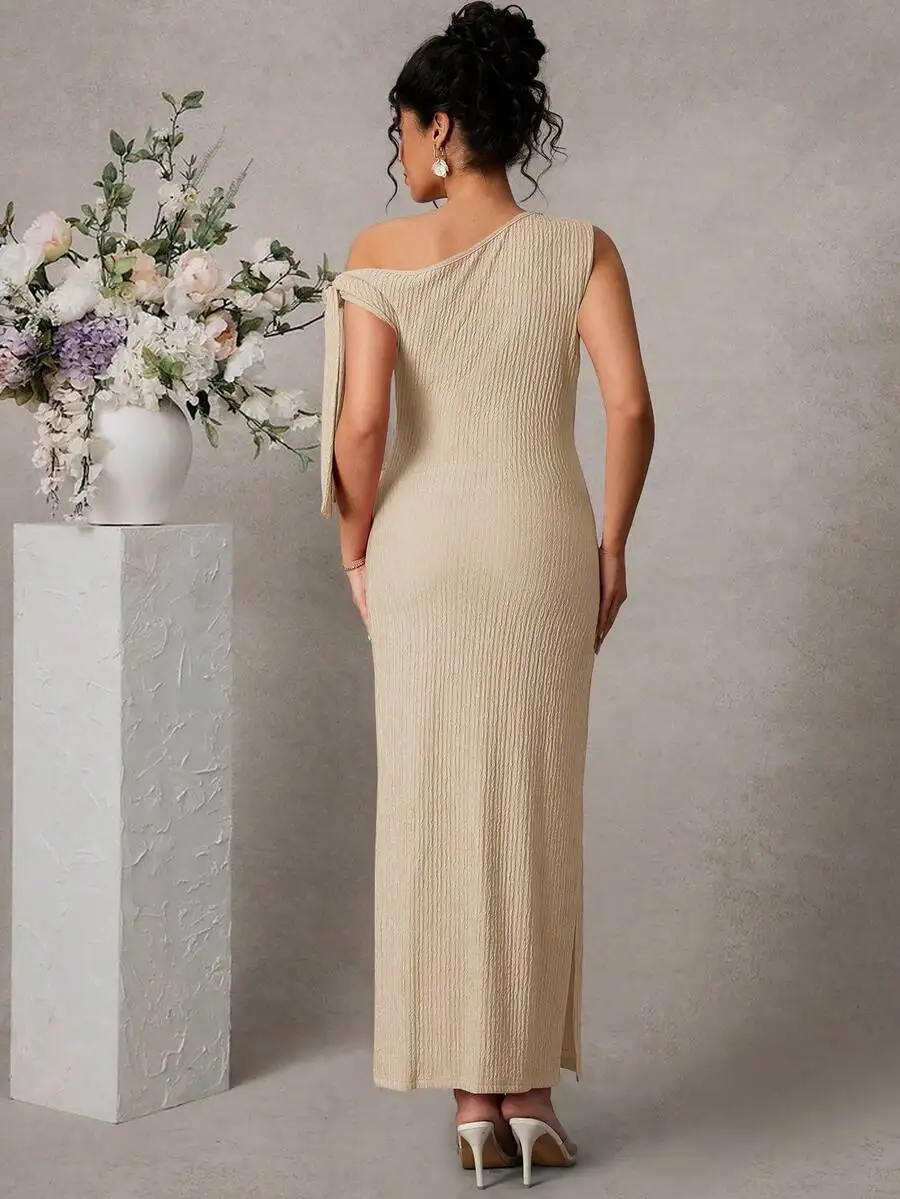 Elegant One Shoulder Maternity Dress With Jacquard Texture For Summer Wedding Party
Elegant One Shoulder Maternity Dress With Jacquard Texture For Summer Wedding Party