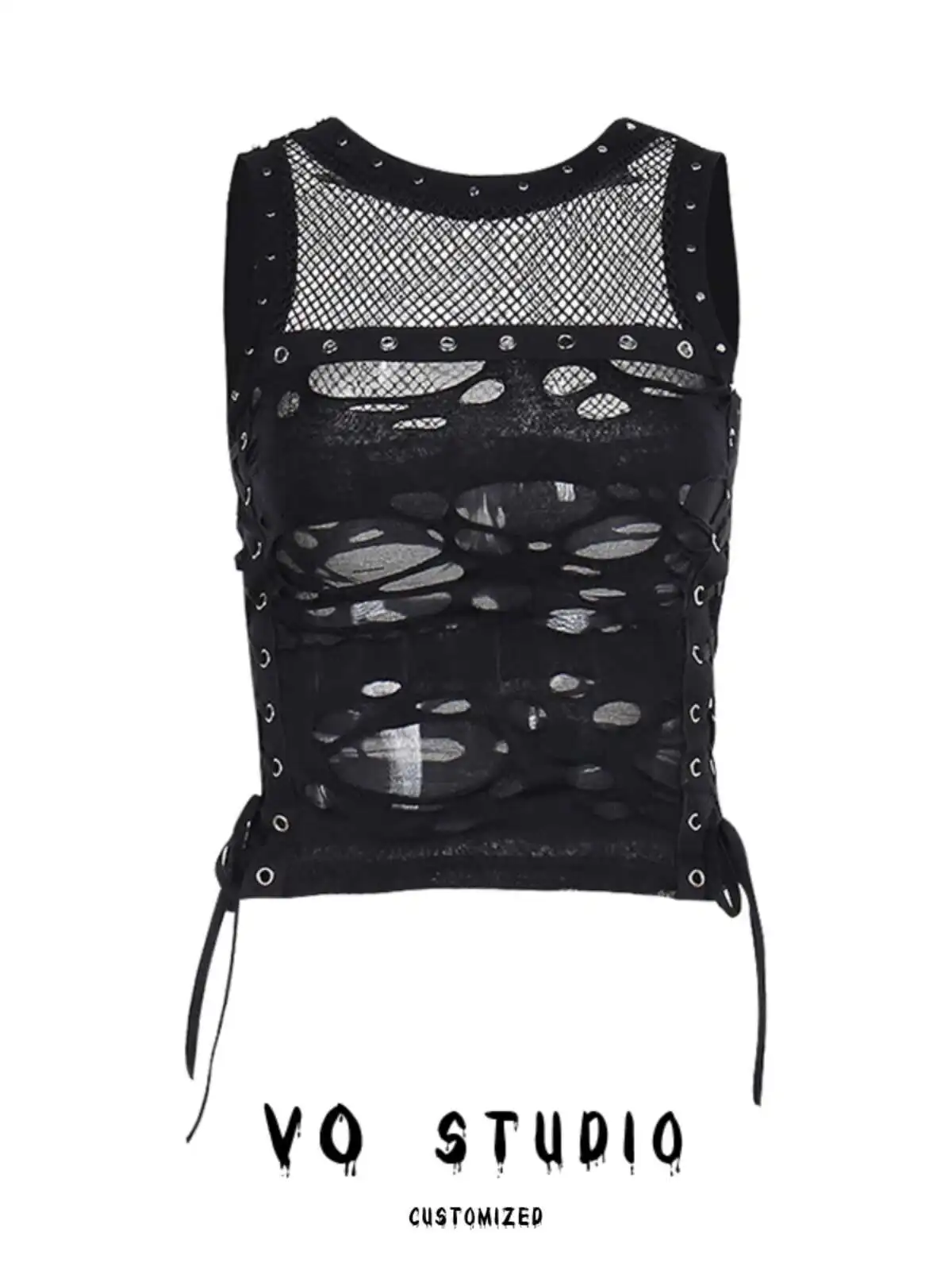 Women Tank Top Mesh Vest Sexy Dark Gothic Hot Girl Top With Personalized Mesh And Perforated Design, Niche Rivet Vest For Women
Women Tank Top Mesh Vest Sexy Dark Gothic Hot Girl Top With Personalized Mesh And Perforated Design, Niche Rivet Vest For Women