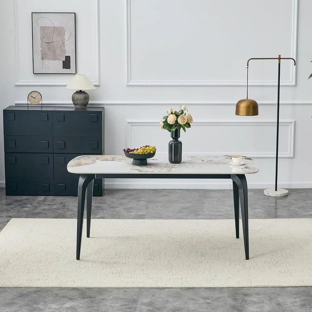 63 Rectangular Stone Top Dining Table for 4-6, Carbon Steel Base, Ideal for Kitchen or Cafe
63 Rectangular Stone Top Dining Table for 4-6, Carbon Steel Base, Ideal for Kitchen or Cafe