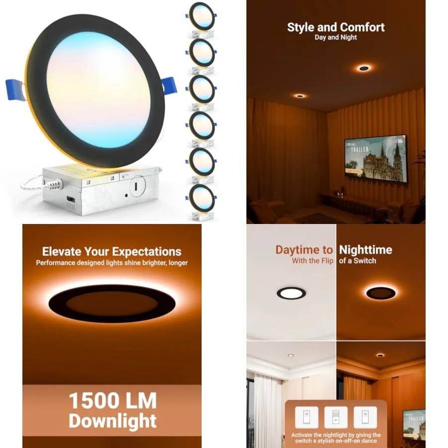 Sunco Pack Recessed Lights LED, Canless with Night Light, Wafer Th, 1500 Lumens, Selectable CCT 2700K/000K/000K/5000K/000K, Dim
Sunco Pack Recessed Lights LED, Canless with Night Light, Wafer Th, 1500 Lumens, Selectable CCT 2700K/000K/000K/5000K/000K, Dim