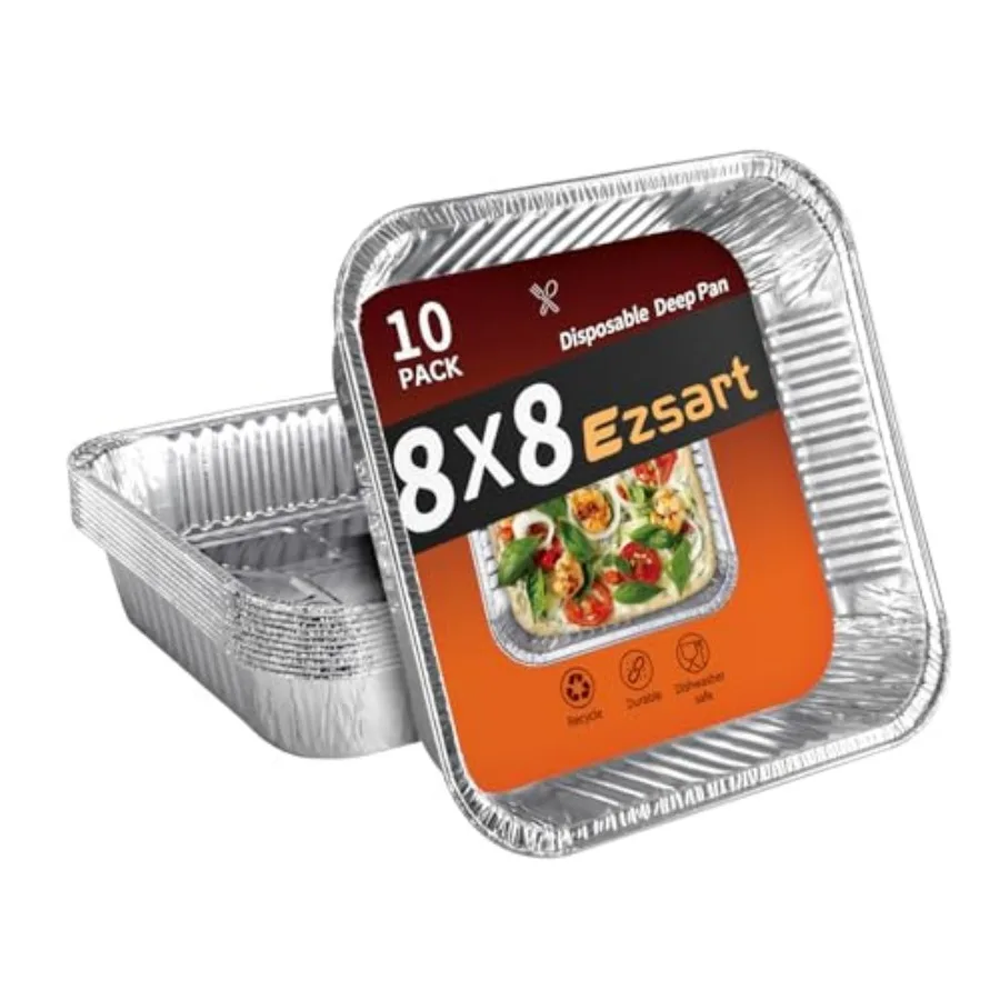 Aluminum Pans 8x8- Disposable Foil Pans, Aluminum Roasting Trays for Holiday Cooking, Christmas, Parties Meal Prep, Storage, He
Aluminum Pans 8x8- Disposable Foil Pans, Aluminum Roasting Trays for Holiday Cooking, Christmas, Parties Meal Prep, Storage, He