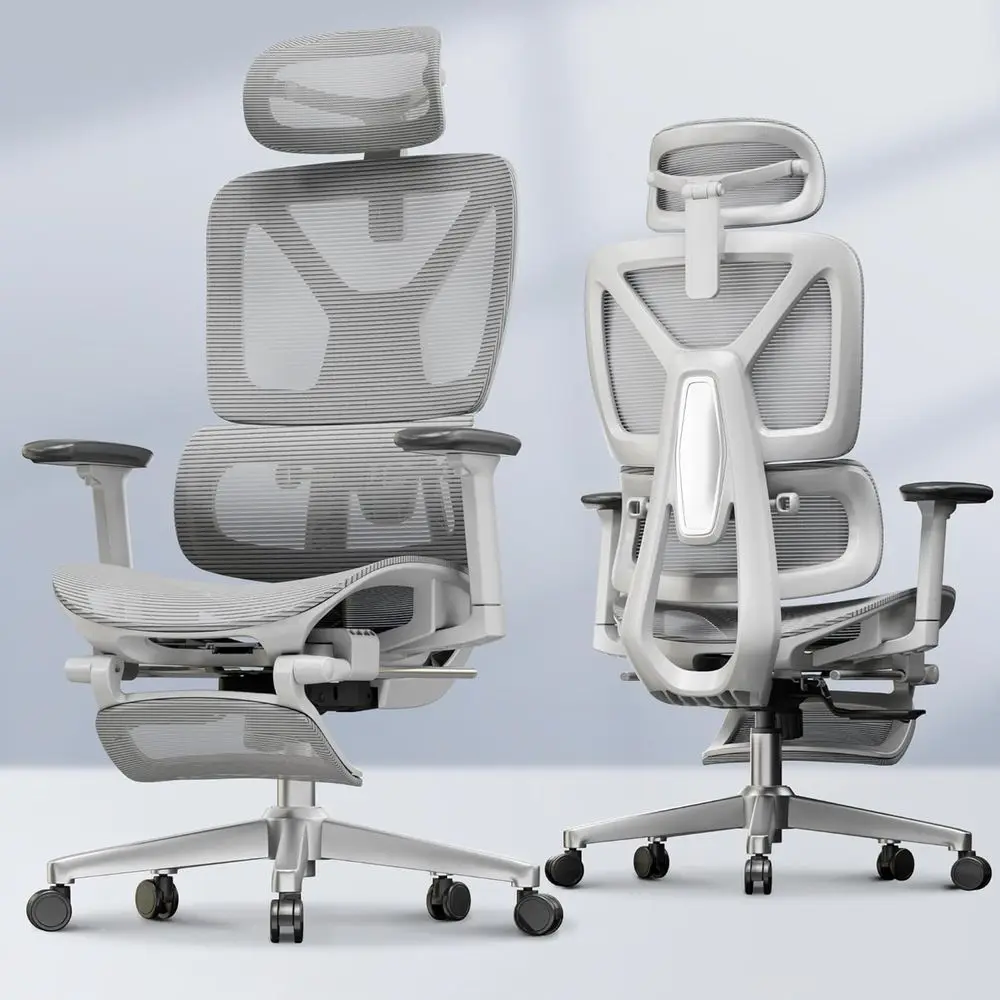 Ergonomic Premium Office Chair with Adjustable Armrests, Lumbar Support, Recline, Mesh Seat for Home & Office, Light Grey
Ergonomic Premium Office Chair with Adjustable Armrests, Lumbar Support, Recline, Mesh Seat for Home & Office, Light Grey